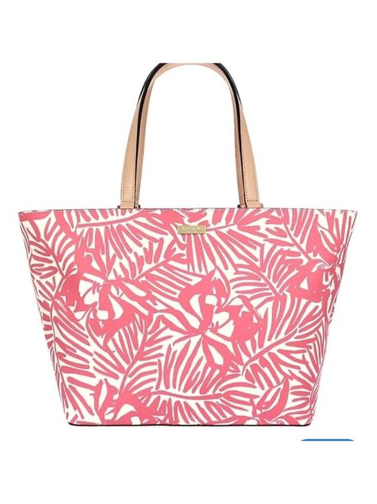 kate spade Handbags - Kate Spade grant street Palm Pink Palm Leaf Print large leather Tote bag